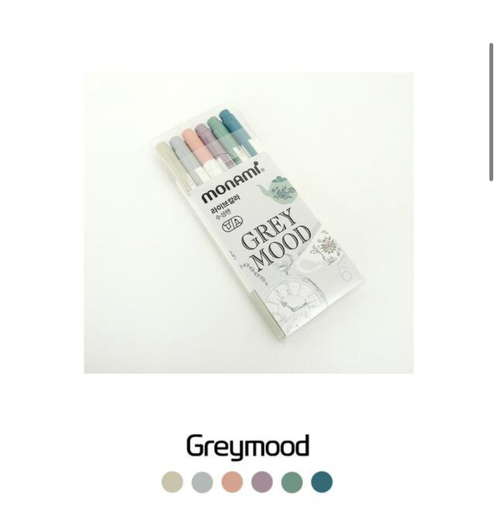 Monami Live Color Twin Marker - Chisel/Fine - 6 Color Set