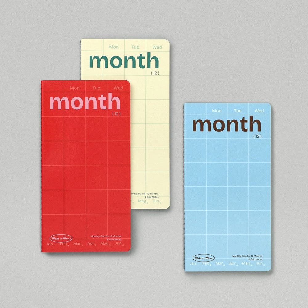 Paperian Make-a-Memo Leaf Note Month - Red, Ivory, Sky